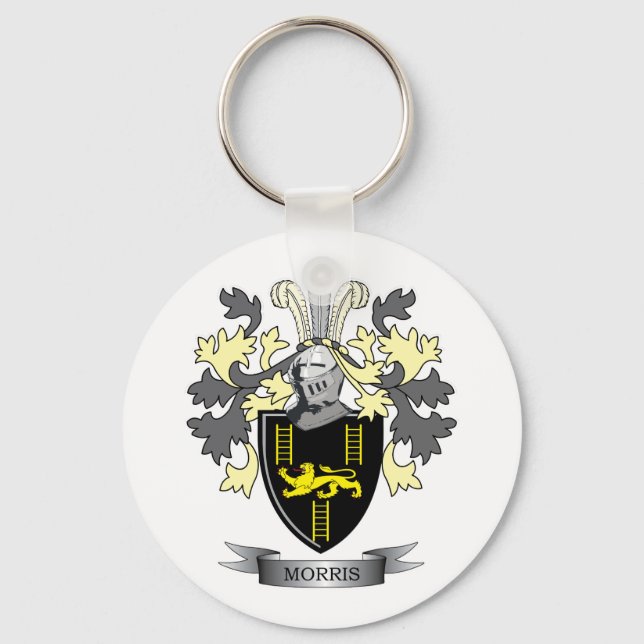 Morris Family Crest Coat of Arms Key Ring (Front)