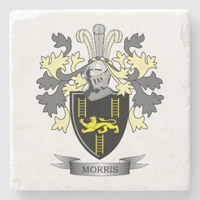Morris Family Crest Coat of Arms Stone Coaster (Front)