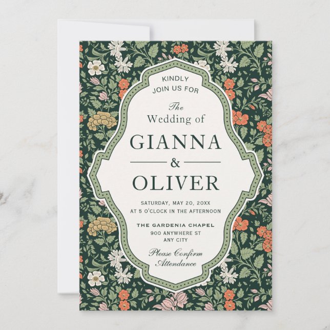 Morris Floral Garden Wedding Invitation (Front)