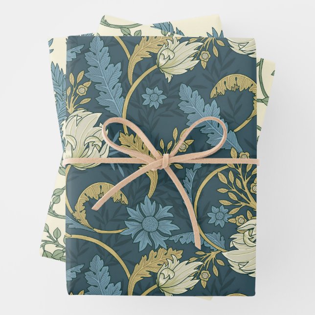 Morris Garden Floral Pattern Wrapping Paper Sheet (In situ)
