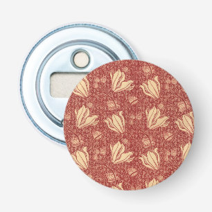 Morris Inspired Lily Flower Botanical Red Textile Bottle Opener