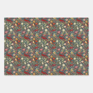 Morris Inspired Melange Wrapping Paper Sheet