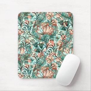 Morris Inspired Tulips,Peonies,Acanthus Green Mouse Mat