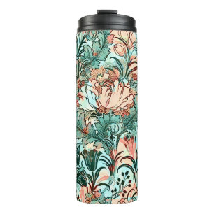 Morris Inspired Tulips,Peonies,Acanthus Green Thermal Tumbler