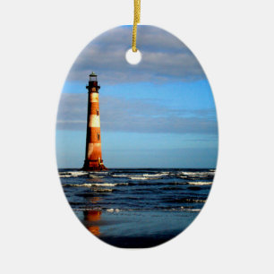 Morris Island Lighthouse Folly Beach Ceramic Tree Decoration