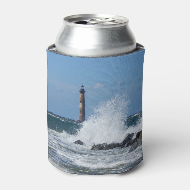 Morris Island Lighthouse Splash Can Cooler (Can Front)