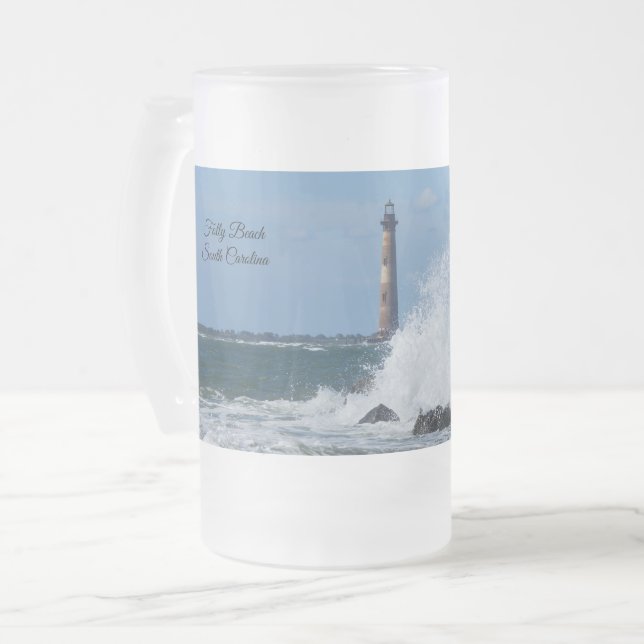 Morris Island Lighthouse Splash Frosted Mug (Front Left)
