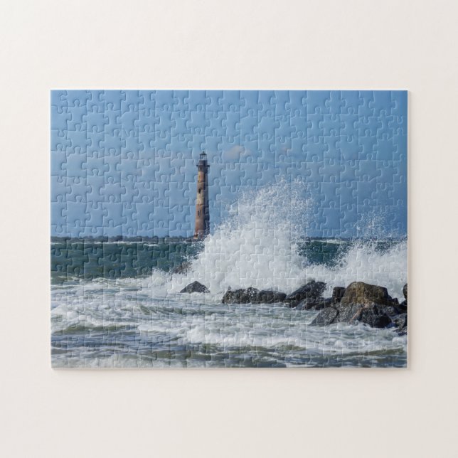 Morris Island Lighthouse Splash Jigsaw Puzzle (Horizontal)