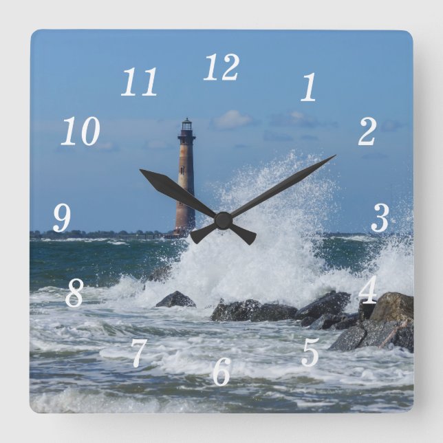 Morris Island Lighthouse Splash Wall Clock (Front)