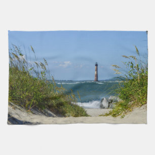 Morris Island Lighthouse Walkway Tea Towel
