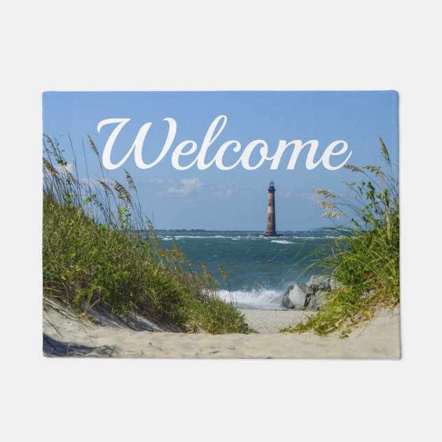 Morris Island Lighthouse Walkway Welcome Doormat (Front)