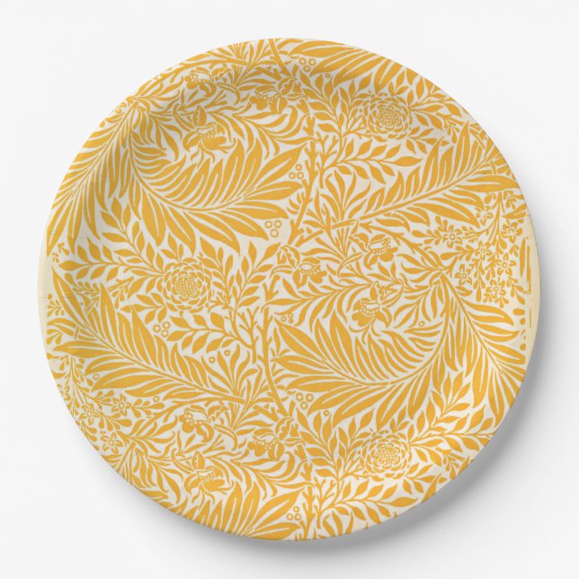 Morris - Larkspur, golden yellow Paper Plate (Front)