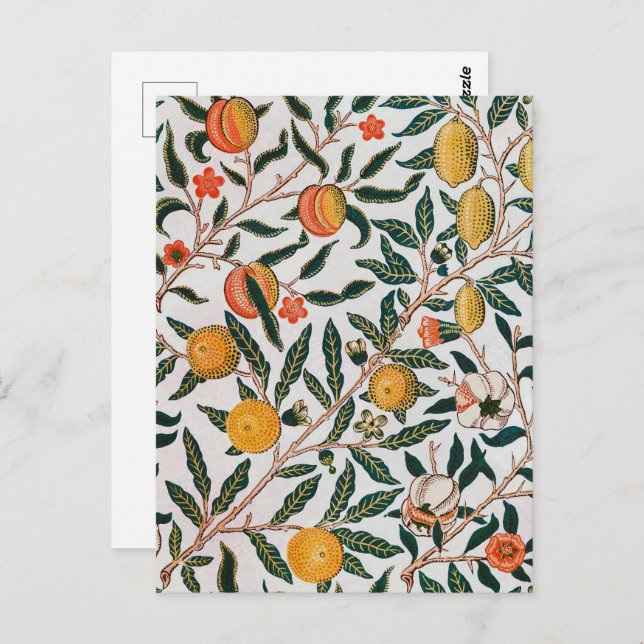 Morris Light Background Antique Pomegrana Pattern Postcard (Front/Back)