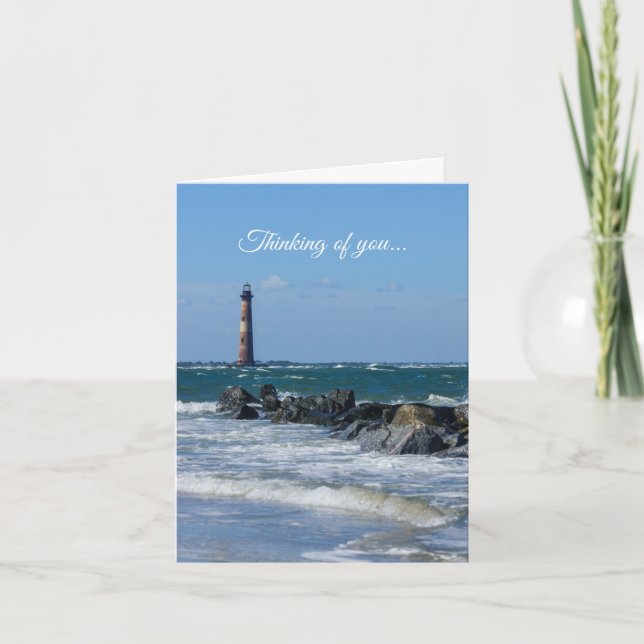 Morris Lighthouse Folly Beach Thinking Of You Card (Front)