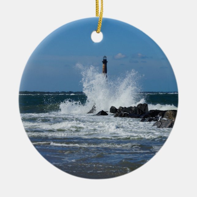 Morris Lighthouse Splash Ceramic Tree Decoration (Front)