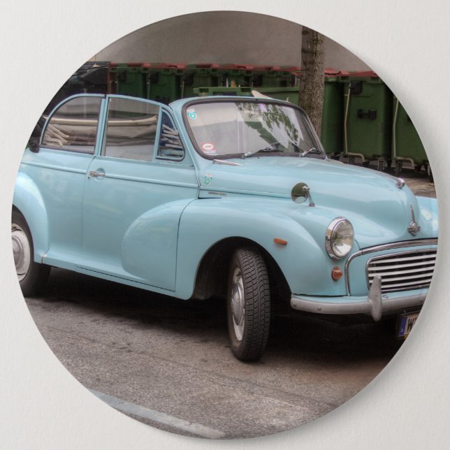Morris Minor Convertible Tourer 6 Cm Round Badge (Front)