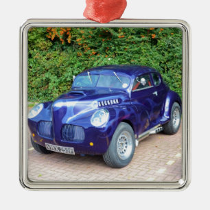 Morris Minor Hot Rod Metal Tree Decoration