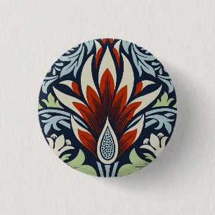 Morris Navy Blue Snakeshead Floral Wallpaper 3 Cm Round Badge