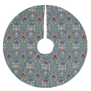 Morris Navy Blue Snakeshead Floral Wallpaper Brushed Polyester Tree Skirt