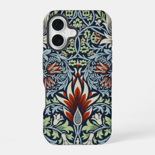 Morris Navy Blue Snakeshead Floral Wallpaper iPhone 16 Case