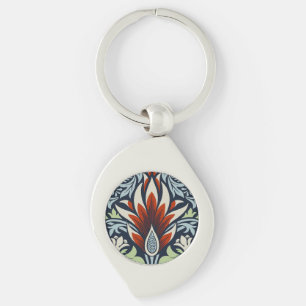 Morris Navy Blue Snakeshead Floral Wallpaper Key Ring