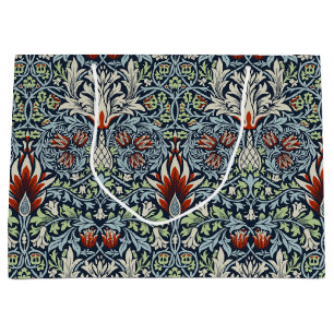 Morris Navy Blue Snakeshead Floral Wallpaper Large Gift Bag