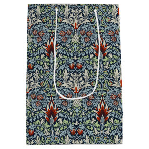 Morris Navy Blue Snakeshead Floral Wallpaper Medium Gift Bag