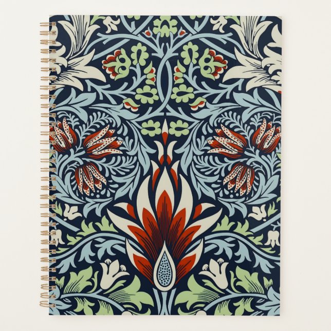 Morris Navy Blue Snakeshead Floral Wallpaper Planner (Front)