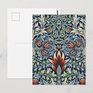 Morris Navy Blue Snakeshead Floral Wallpaper Postcard
