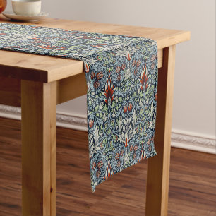 Morris Navy Blue Snakeshead Floral Wallpaper Short Table Runner