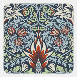 Morris Navy Blue Snakeshead Floral Wallpaper Square Sticker