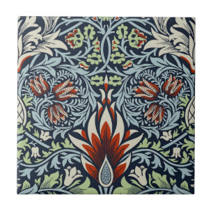 Morris Navy Blue Snakeshead Floral Wallpaper Tile