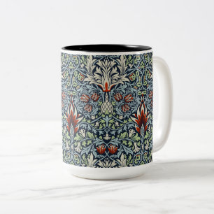 Morris Navy Blue Snakeshead Floral Wallpaper Two-Tone Coffee Mug