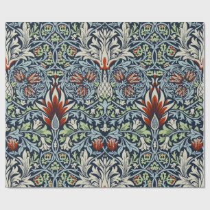 Morris Navy Blue Snakeshead Floral Wallpaper Wrapping Paper