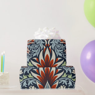 Morris Navy Blue Snakeshead Floral Wallpaper Wrapping Paper