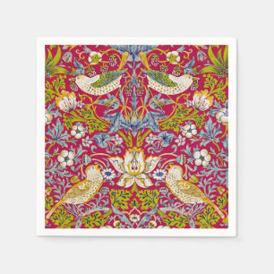 Morris Red Background Strawberry Thief Pattern Napkin
