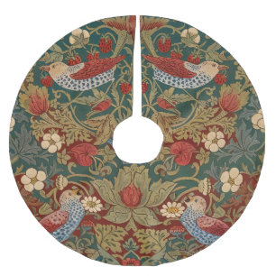 Morris - Strawberry Thief #2 Floral Pattern Brushed Polyester Tree Skirt