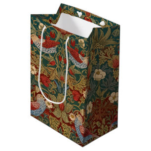 Morris - Strawberry Thief #2 Floral Pattern Medium Gift Bag