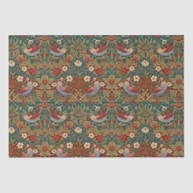 Morris - Strawberry Thief  #2 Floral Pattern  Tissue Paper (Front)