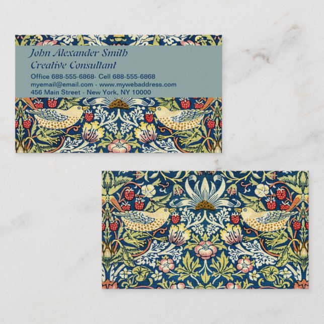 Morris - Strawberry Thief Bird & Floral Pattern Business Card (Front/Back)
