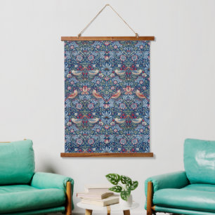 Morris Strawberry Thief Classic Indigo Blue Fine Hanging Tapestry
