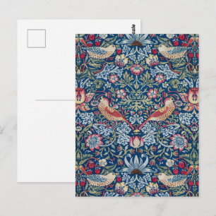 Morris Strawberry Thief Classic Indigo Blue Fine Postcard
