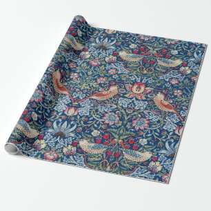 Morris Strawberry Thief Classic Indigo Blue Fine Wrapping Paper