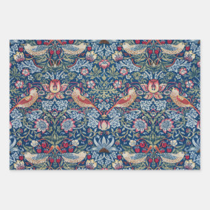 Morris Strawberry Thief Classic Indigo Blue Fine Wrapping Paper Sheet