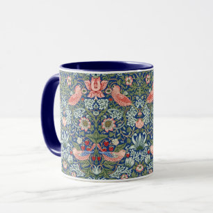 Morris Strawberry Thief Floral Pattern Blue Green Mug