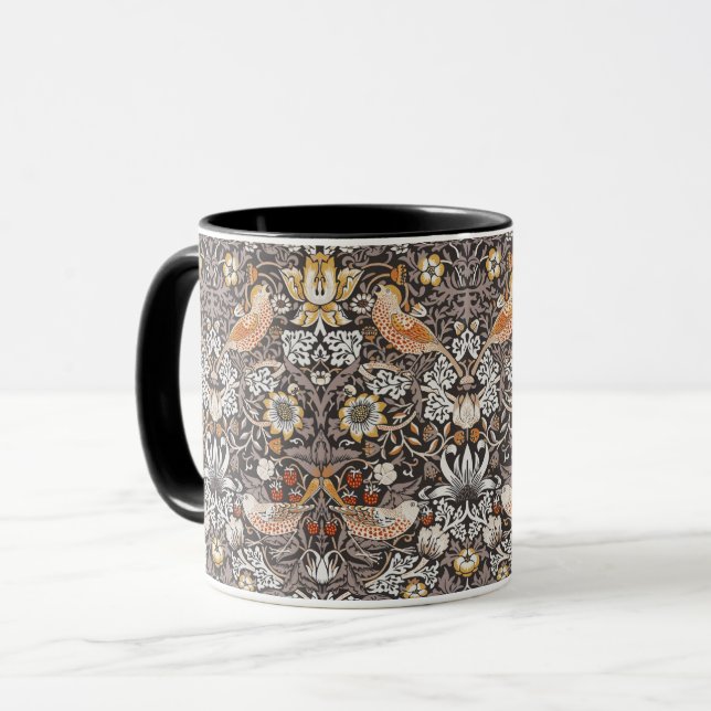 Morris Strawberry Thief Floral Pattern Earth Tones Mug (Front Left)