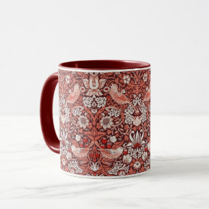 Morris Strawberry Thief Floral Pattern Vintage Red Mug