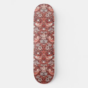 Morris Strawberry Thief Floral Pattern Vintage Red Skateboard
