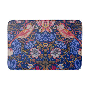 Morris Strawberry Thief Lavender Purple Rose Art Bath Mat
