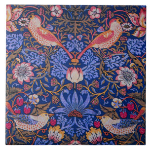 Morris Strawberry Thief Lavender Purple Rose Art Tile